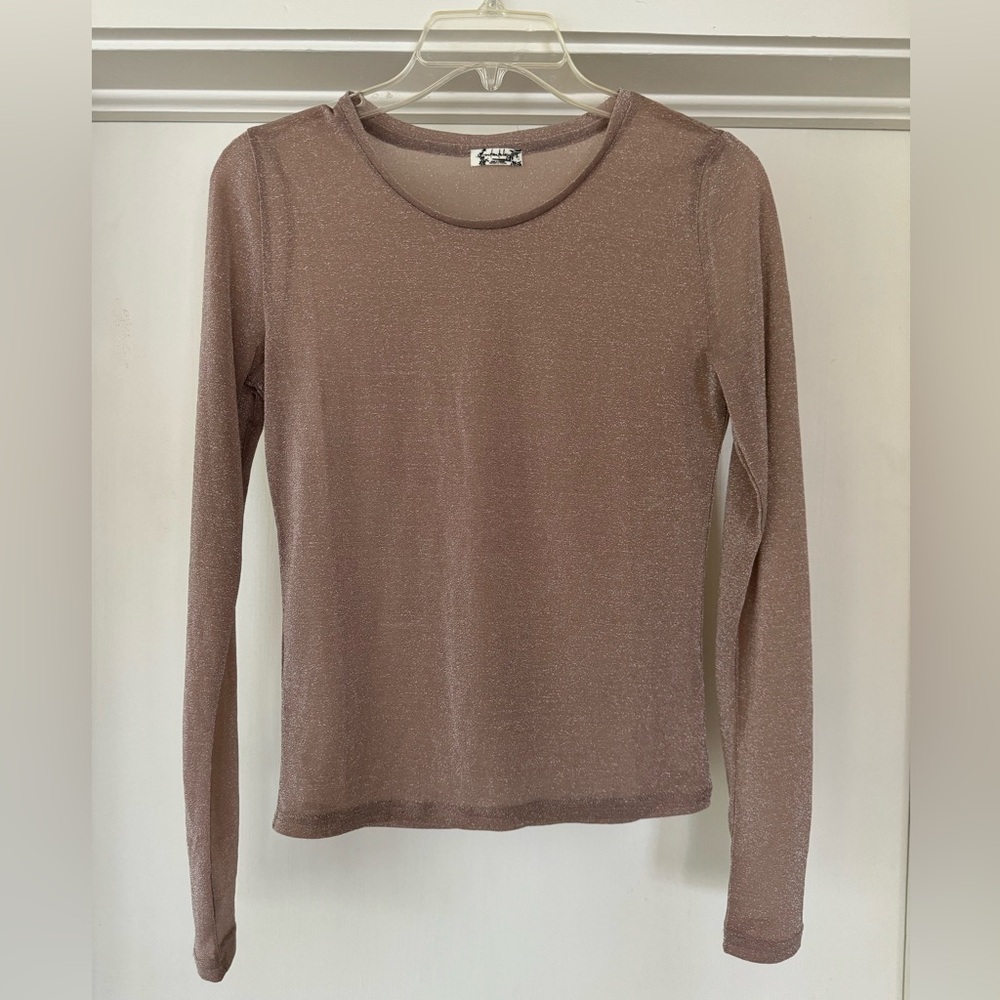 Free People Intimately metallic glitter sheer layering top